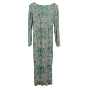 Lulus Burned Velvet Maxi Dress XL Sage Green Fairy Floral Ethereal Open Back